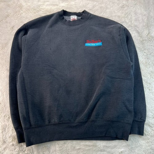 DiDio's Italian Ices Sweatshirt Mens L Black Sun Faded Vintage Fruit of The Loom