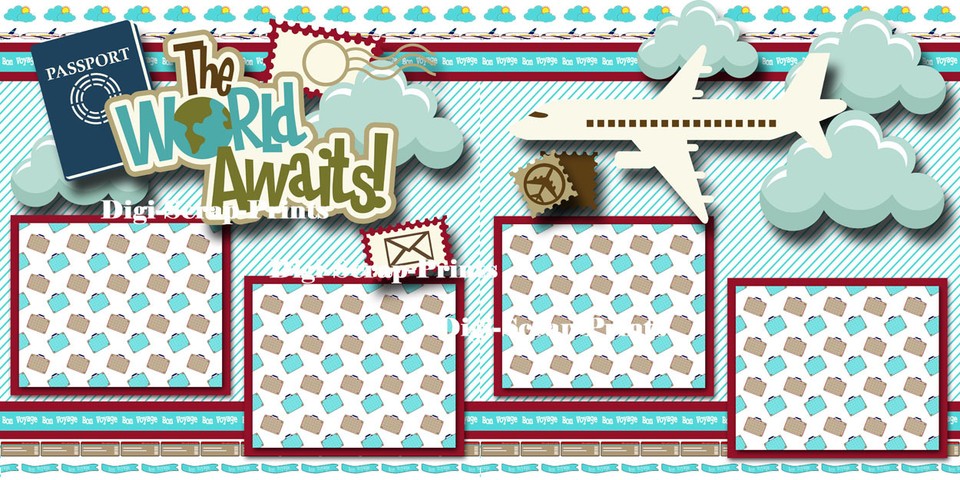 VACATION 2 premade scrapbook pages paper piecing TRAVEL layout 4 album ...