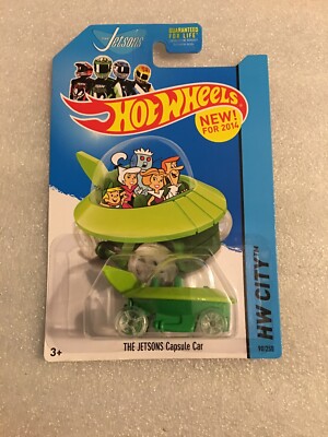 Hot Wheels 2014 #90 new model The Jetsons Capsule Car HW City Green 1:64 B11