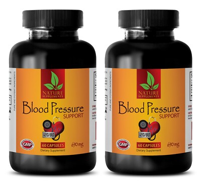 Herbal Pills to Lower Levels - BLOOD PRESSURE SUPPORT Natural 2 Bottle 120 Caps