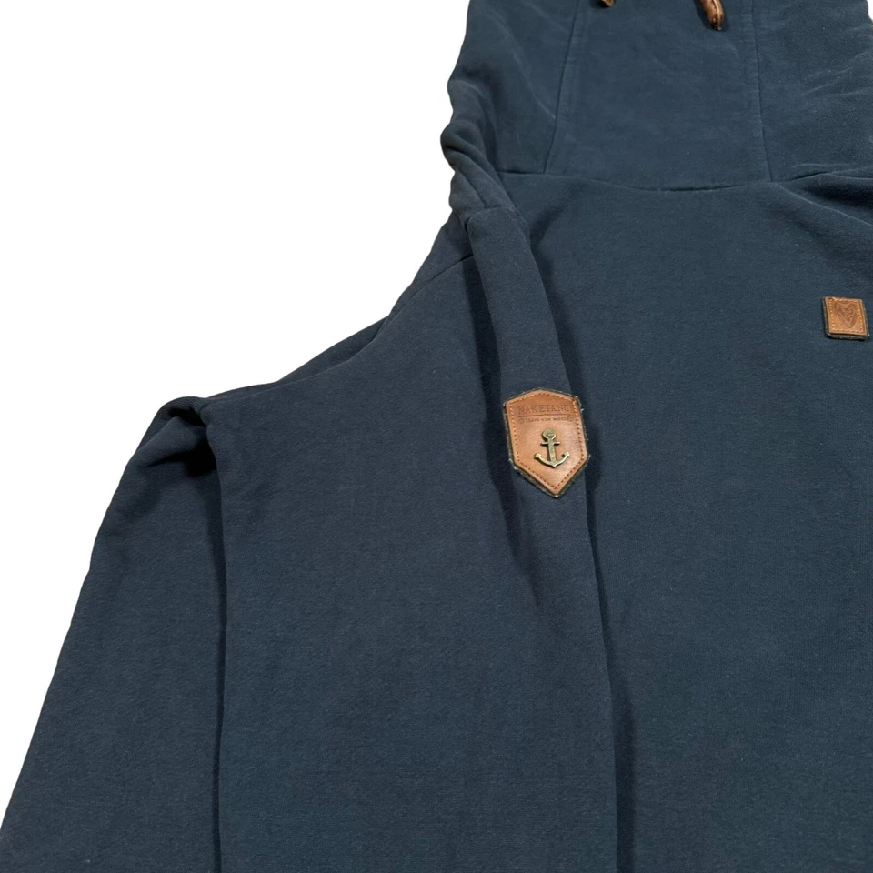 Пуловер мужской Naketano L (подходит M) темно-синий высокий с воротником-капотом повседневный вышитый - Изображение 2 из 4