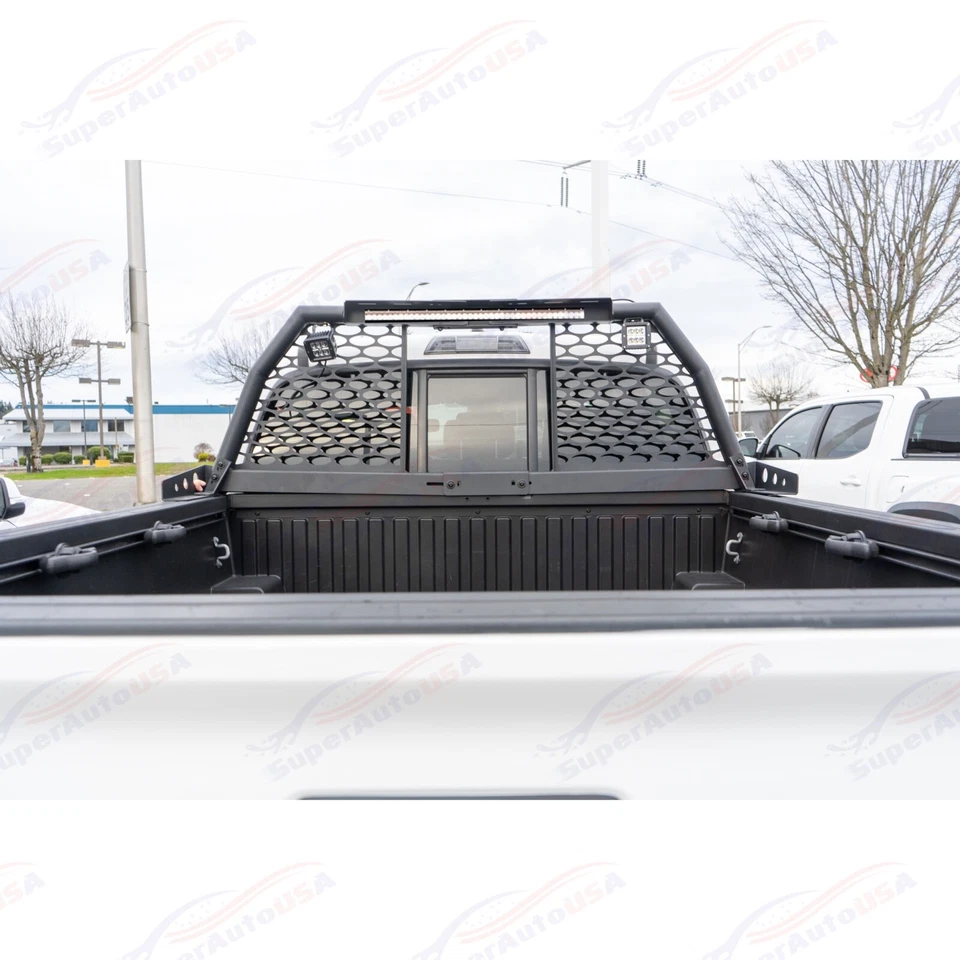 For Toyota Tundra Truck Roll Bars w/ LED Lighting Kit Adjustable Headache Rack - Image 3 of 4