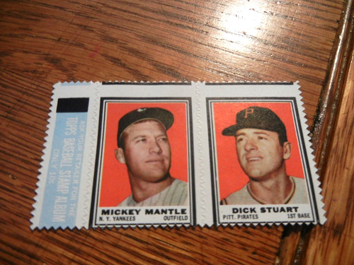 Mickey Mantle [Dick Stuart] 1962 Topps Stamp Panels card
