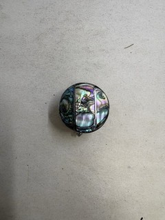 Vintage Abalaone Shell Mexican Sterling Silver Pill Box 19g 1”