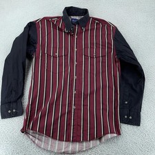 Vtg 90s Wrangler X-Long Tails Shirt Mens 16-34 Burgundy Black Striped Western