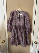 Banana Republic Paisley Boho Mini Balloon Sleeve Cottage Prairie NWT Medium