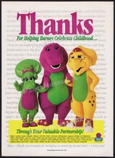 BARNEY - Original 1994 Trade AD / poster  Baby Bop  BJ - purple dinosaur