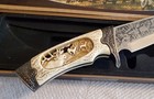 2 Vintage Damascus Steel Knives Alaska Theme In Original Cases! Nice! — photo 5