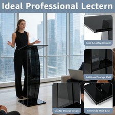 47" Acrylic Podium Stand, 12mm Ultra-Thickened Clear Church Pulpit for Wedding