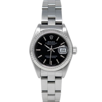Rolex Lady-Datejust 26, 69174, Steel & White Gold, Black Dial, Oyster Bracele...