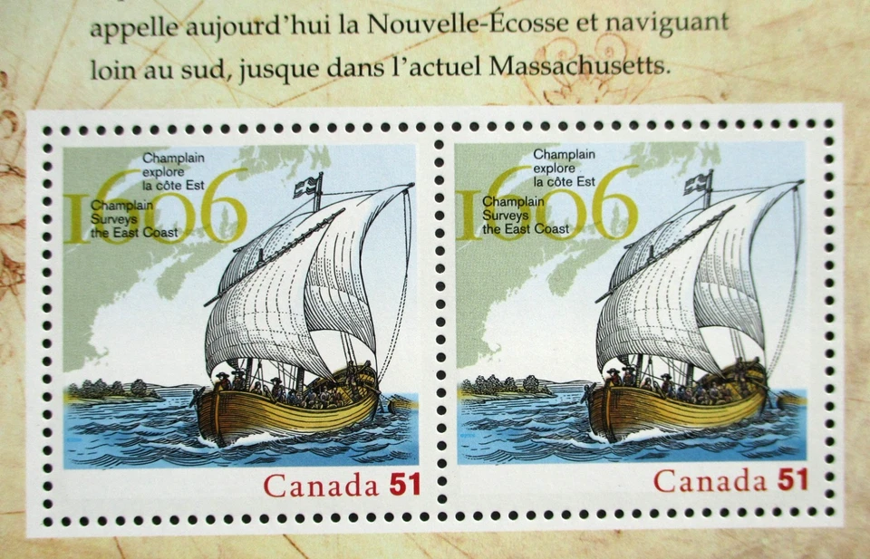 2006 COMMEMORATIVE BLOCK OF STAMPS ~ ANNIVERSARY OF SAMUEL CHAMPLAIN VOYAGE - Image 2 of 2