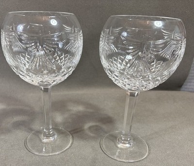 2 WATERFORD CRYSTAL MILLENIUM PEACE TOASTING WATER WINE GOBLET GLASSES GLASS