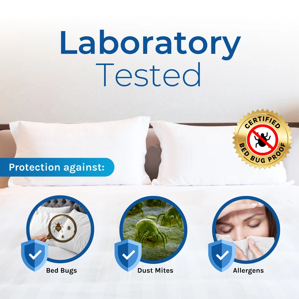 Lujoso protector de colchón Queen - chinches y funda resistente al agua Foto 3 de 4