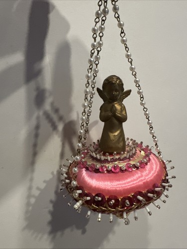 4 einzigartige Weihnachten ausgefallene Perlen Stecknadel Vintage Ornamente Handarbeit Pailletten Posten - Bild 11 von 16