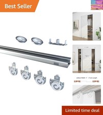 Bypass Sliding Door Track Hardware 60", Wardrobe Closet Door Steel Track Set,...