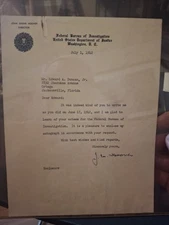 J. Edgar Hoover Signed Letter