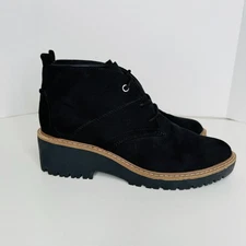 White Mountain Daniella Black Lace Up Bootie Faux Suede Leather Womens 10 Small