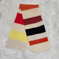 Handmade Cozy Colorful Striped Crocheted Scarf Unisex - New