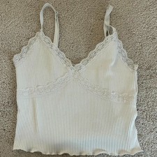Cream lace trim tank top