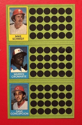 1981 Topps Baseball Scratch Off Card Mike Schmidt 60 Dave Concepcion 95 MLB HOF
