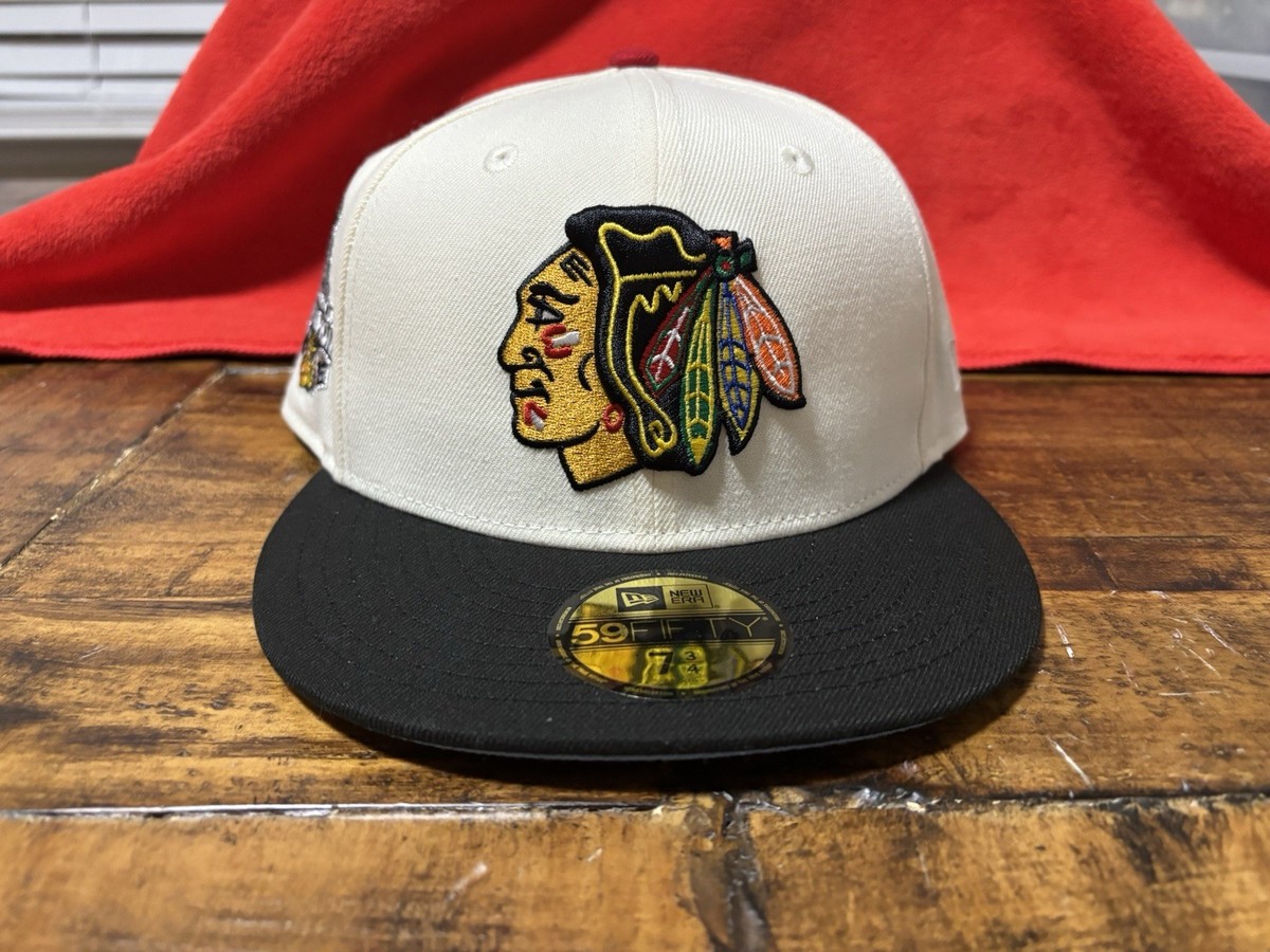 帽子 the Apartment NEW ERA Chicago Blackhawks Hat Club Chicago Blackhawks White Black New Era Fitted 7 3/4 Icy