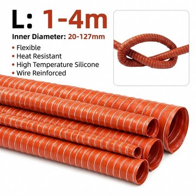 1-4M High Temp Silicone Brake Hot Cold Air Duct Hose Flexible Intake Vent Tube