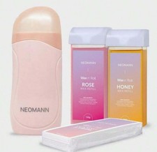 NEOMANN Roll On Wax Kit For Hair Removal With 2 Cartridge  50 Pcs Wax Strips A