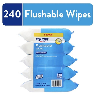 #ad Equate Flushable Wet Wipes Fresh Scent 240 Wipes 5 Pack $9.87