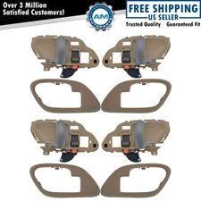 Tan Interior Inside Door Handle w/ Bezel LH & RH 4 PC Kit Set for C/K Truck