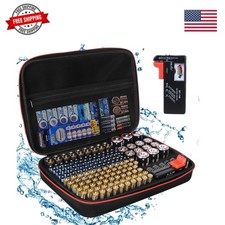 Battery Organizer Holder Storage Case with Tester,Waterproof Carrying Case Ba...