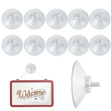 10PCS PVC Strong Suction Cups W/M4 Screw Rod Knurled Hook Clear Kitchen Glass