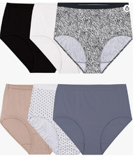 6-Pack Fruit of the Loom Women's Underwear Brief Size 8 100 Cotton Panties