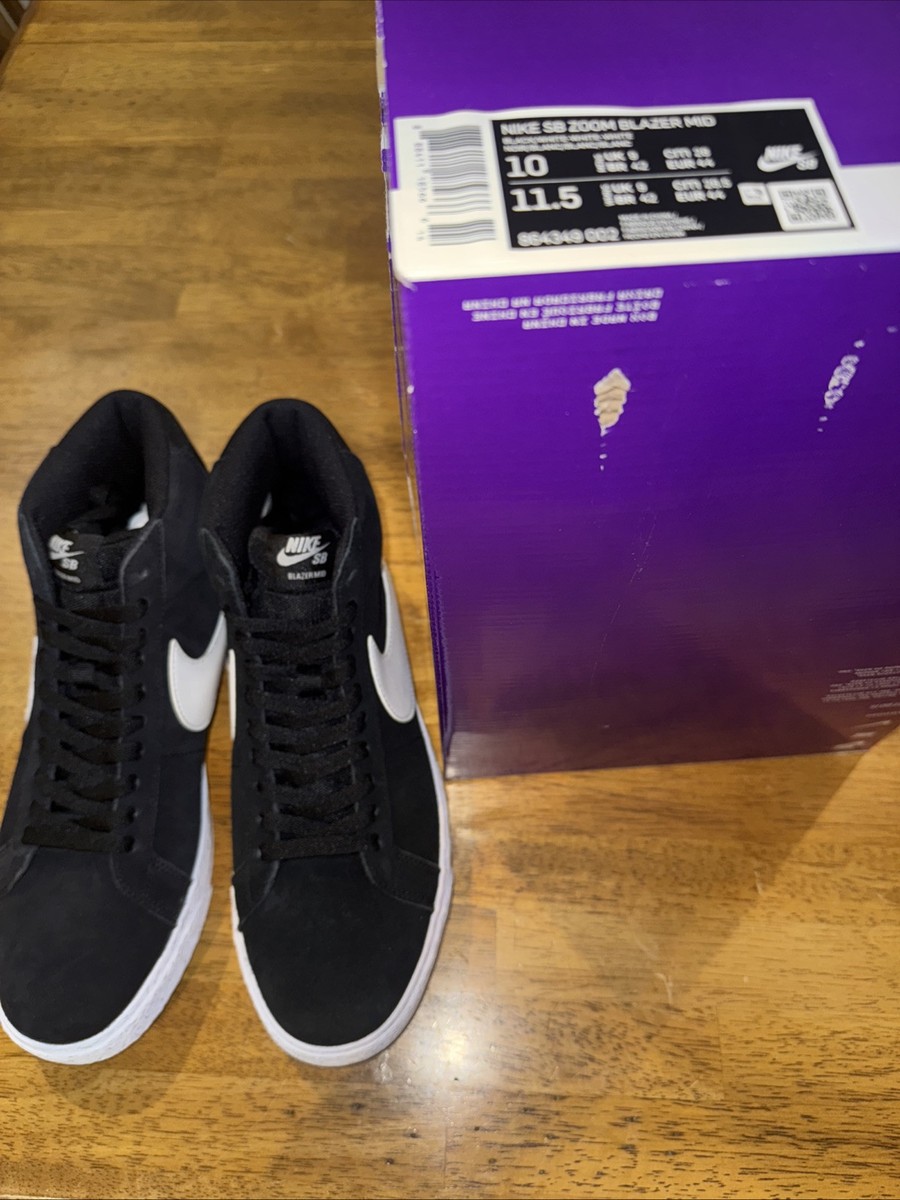 Nike SB Zoom Blazer Mid Black White Size 10 Men's 864349 002 New