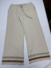 Vtg Weathervane Womens Cotton Pants Pull On Boho Hippie Aztec Large Made in USA