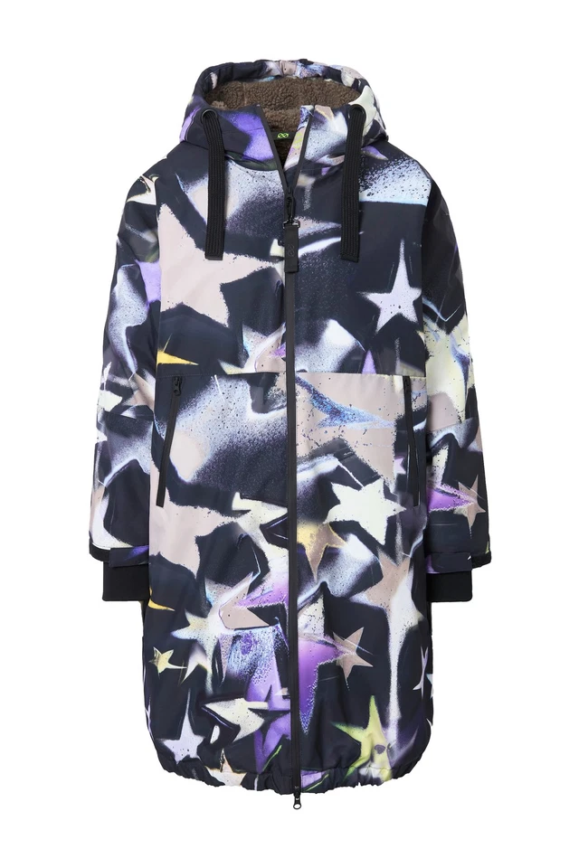 Laurasøn Damen Funktionsmantel oversized Teddyfutter Kapuze 2 Wege Zipper 831760