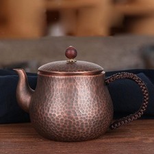 Hammered Copper Tea Pot Teakettle W/ Anti-scald Handle & Lid with Infuser Tea