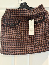 358 Veronica Beard Women's Blue Brown Patch Pocket Tweed Miniskirt Size 4