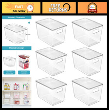 6 Pack Clear Stackable Storage Bins with Lids - Large Plastic Containers for Pan