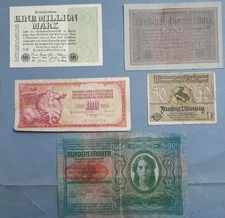 5 Old Bank Notes Mainly German 1920s Etc