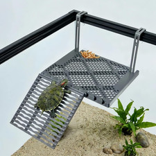 Solidform Hanging Turtle Basking Platform with Built-In Food Tray, Zero Zip-Tied