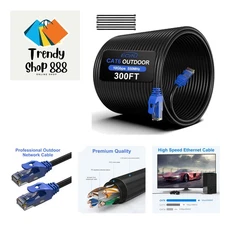 300FT Cat6 Outdoor Ethernet Cable, In-Ground, Heavy Duty Direct Burial, 24AWG...