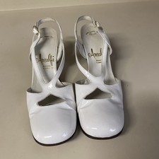 Vintage AMALFI RAGONI Size 7 AA Slingbacks Patent Leather White Ascari