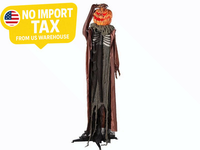 6 Ft Standing Animated Evil Pumpkin Man Halloween Prop Decoration Haunted House