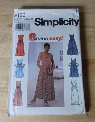 Simplicity MISSES DRESS #9120 Size: 18-24  2000 UNCUT