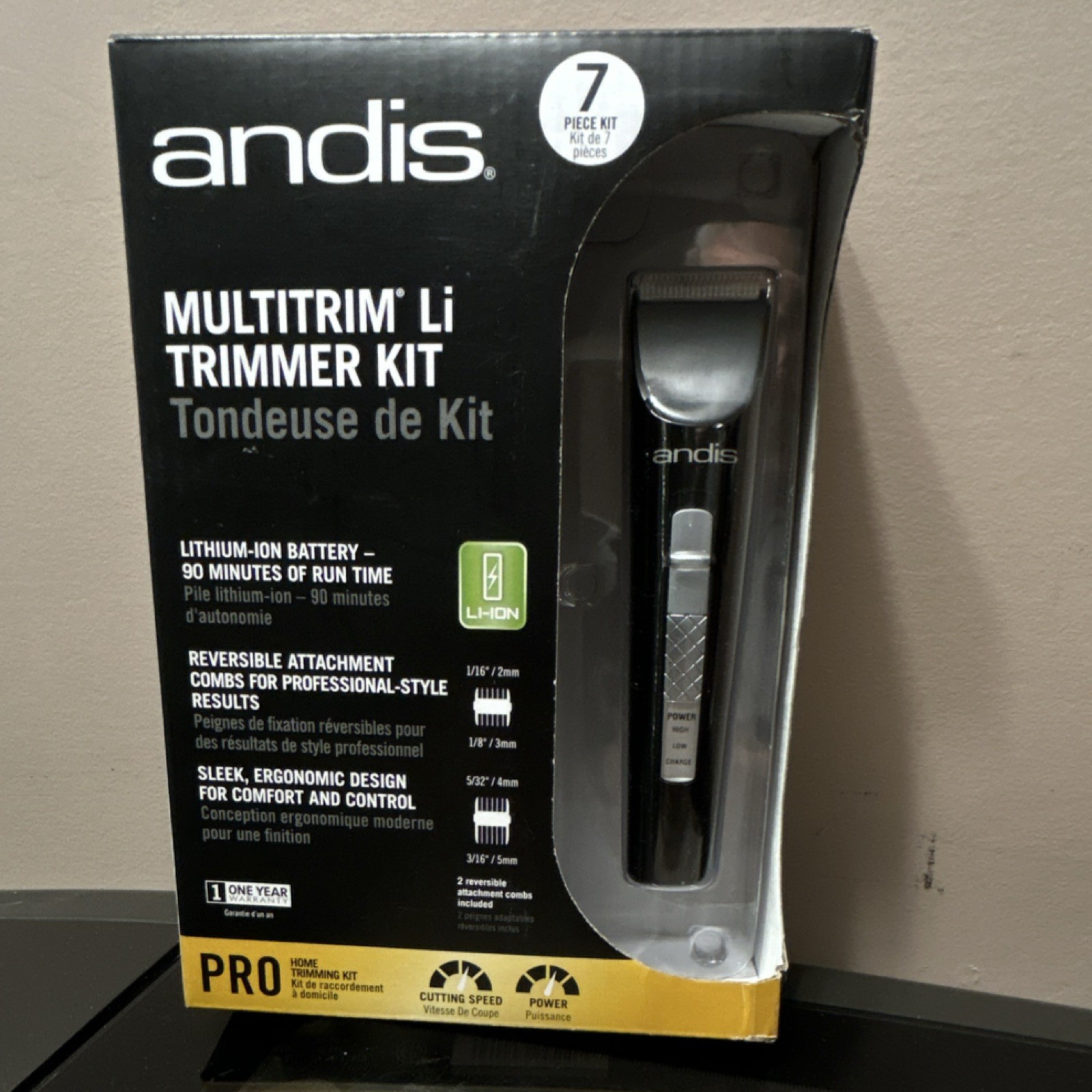 Andis MultiTrim Li Trimmer Kit Cordless Rechargeable Black Ear Mustache