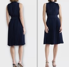 Nanette Lepore Womens Navy Blue Pleated Sleeveless Smock Accordion Dress Size 8