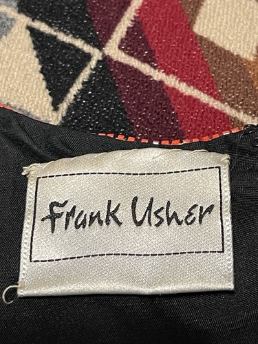 Vintage Frank Usher Heavy Beaded & Sequinned 100% Silk Dress Size S 80s 90s T32 - Picture 6 of 9