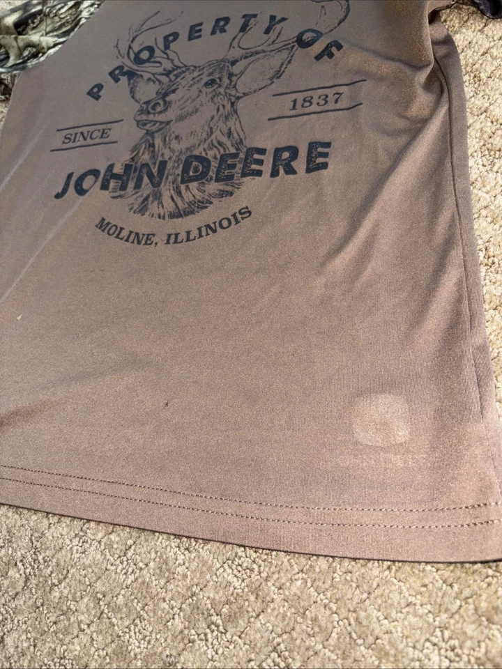 John Deere Boys Shirt Youth Camo Brown Buck Deer Hunting Tee Size 5/6 Dri-fit - Image 3 of 4