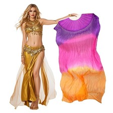 Women Belly Dance Fan for Beginners,180x90cm Faux Silk Fan Right Hand Only ,Flo