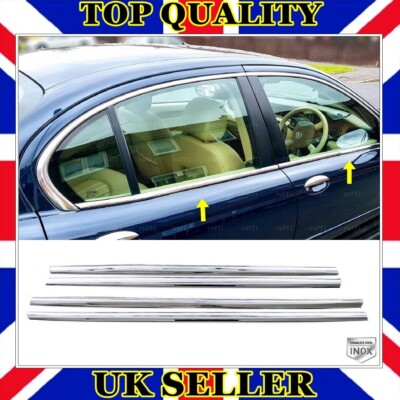 Chrom Fensterrahmen Blende 4 tlg S.Stahl für Jaguar X-TYPE LIMOUSINE 2001-2009